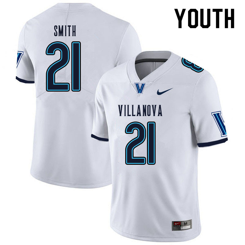 Youth #21 Eli Smith Villanova Wildcats College Football Jerseys Sale-White - Click Image to Close